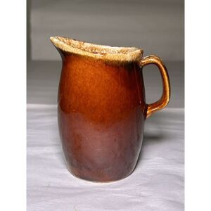 Vintage Hull Small Creamer Syrup Pitcher Oven‎ Proof USA Brown Drip - 4 1/2"